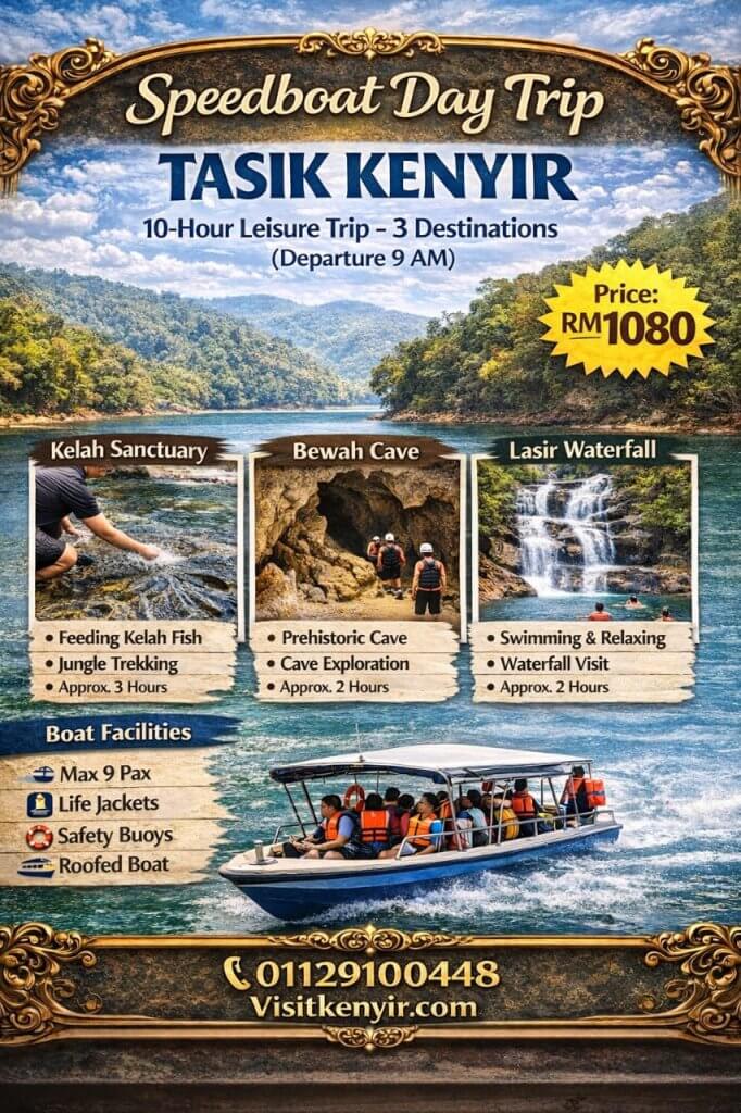 speed boat tour day trip tasik kenyir